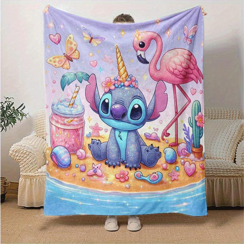1pc Cute Stitch Printing Blanket - Soft, All-Season Throw for Living Room, Bedroom,Personalized Gift with Adorable Cartoon Design