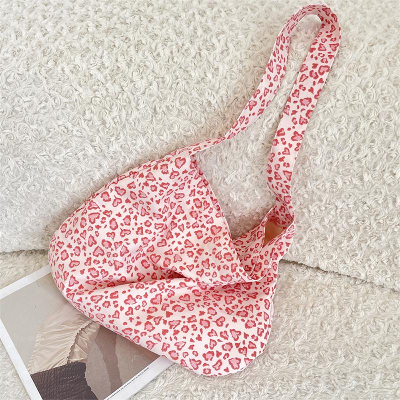 Korean-style Simple Canvas Bag Fashionable Leopard Print Shoulder Bags Lightweight Large-capacity Tote Bags Retro Lunch Handbags