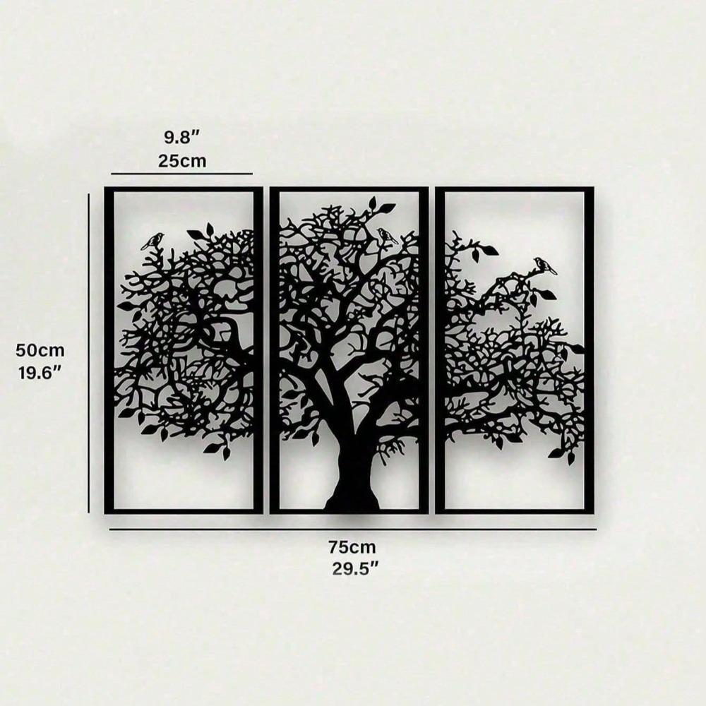 Metal Wall Art 3 Piece Tree of Life Bohemian Decor Home Gift