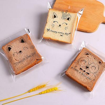 100Pcs Plastic Cookies Baking Packaging Bag Self-adhesive Bread Packaging Bags Bread Toast
