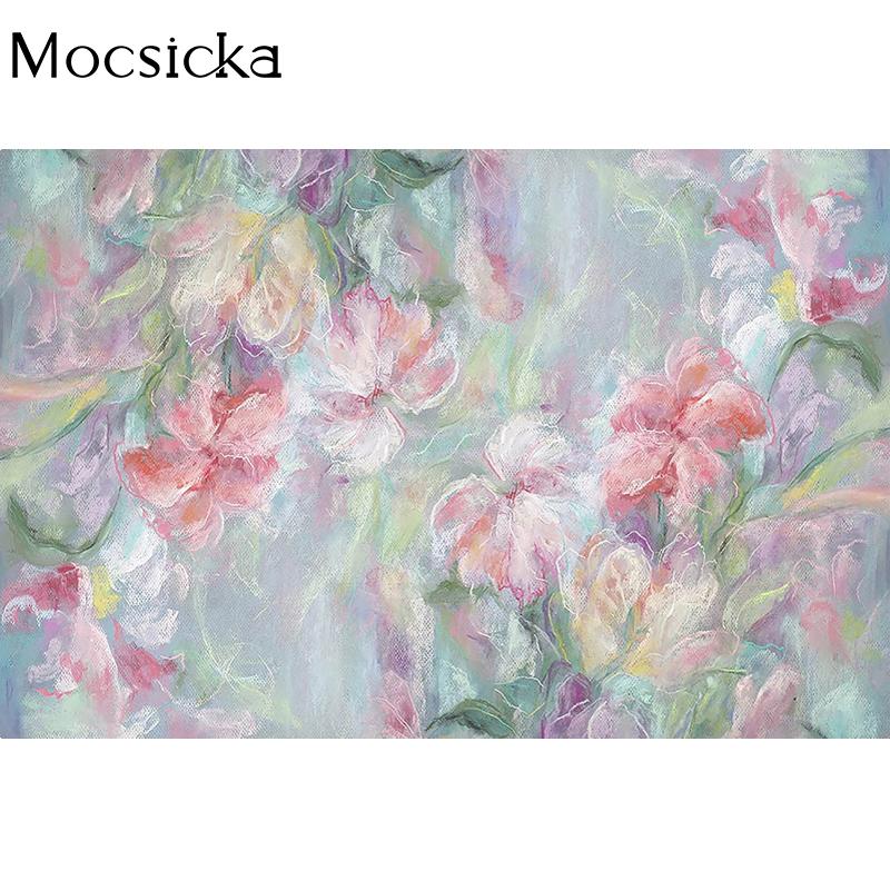 Mocsicka Oil Painting Floral Portrait Backdrop Photo Studio for Newborn Adult Birthday Background Professional Photographic Prop
