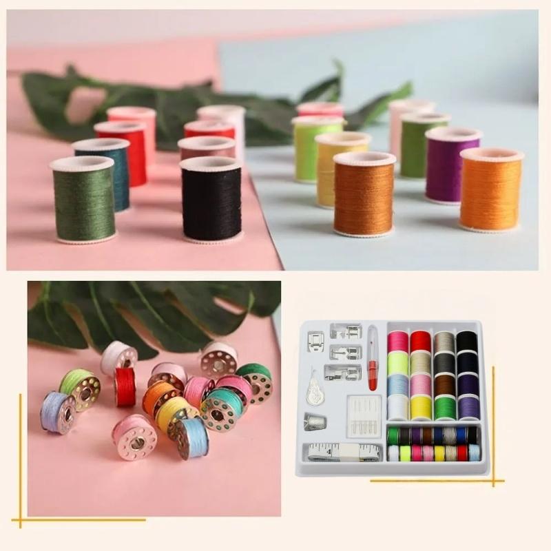 Sewing Threads Presser Foot Bobbins Kit for Hand & Machine Sewing DIY Embroidery