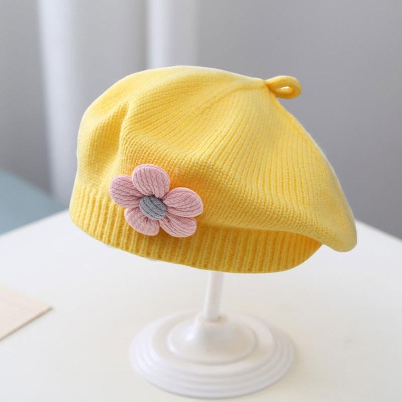 Winter Toddlers Beret Princess Girls Warm Hat Lovely Knitted Caps Windproof Hats Baby Stylish Bonnet for Infant 6M-4T