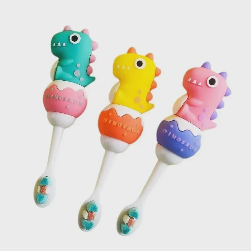 Baby Soft Children's Toothbrush - Cute Cartoon Dinosaur Design for Infants and Toddlers