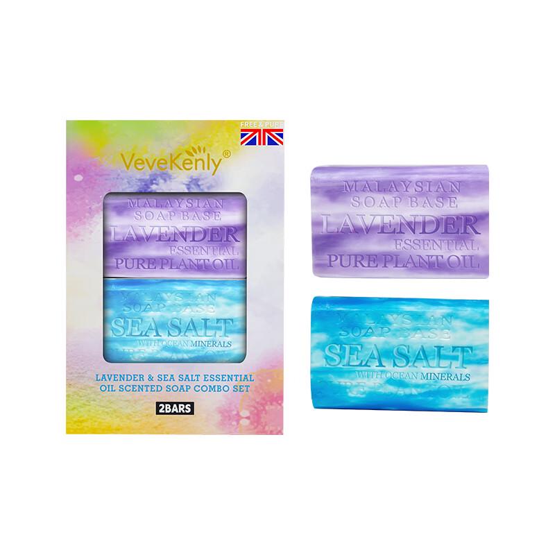 VEVEKENLY Lavender & Sea Salt Essential Oil Soap Set