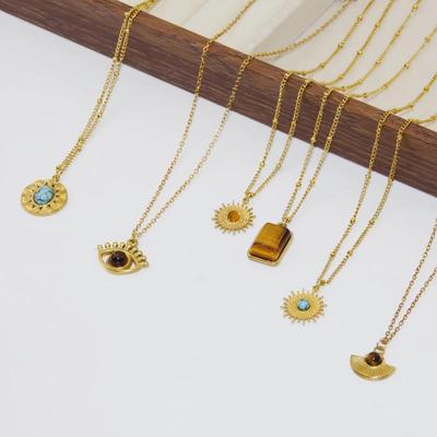 European & American Retro Cross-border Fashion Eye Pendant Stainless Steel Necklace