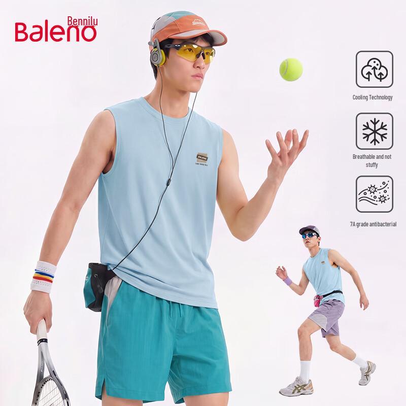

Baleno Men s Summer Cool Feel Anti-Bacterial Loose Fit Graphic Vest L