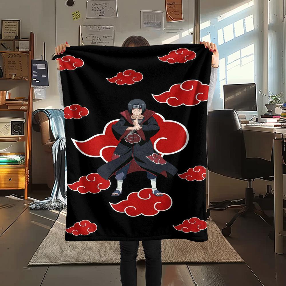 1PC Naruto Cloud Power Patterned Flannel Blanket Suitable For All Seasons For Home Decor Warmth And Comfort Gifts Holiday Present