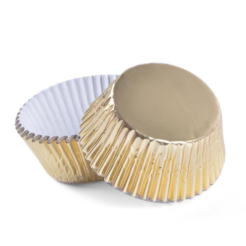 100pc cupcake paper cups gold/silver/Red Foil paper cupcake liner holder muffin baking cup cake case wrapper Aluminum Foil Metal