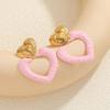 18K Gold Pink Heart Earrings for Women - Elegant Cutout Design for Special Occasions.