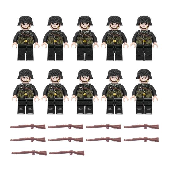 Yousheng 10 Pcs 1.7" Mini WWII Soldiers Figures Model Set Military Building Block Toys with Weapons Gift for Christmas Stockings Birthday Easter