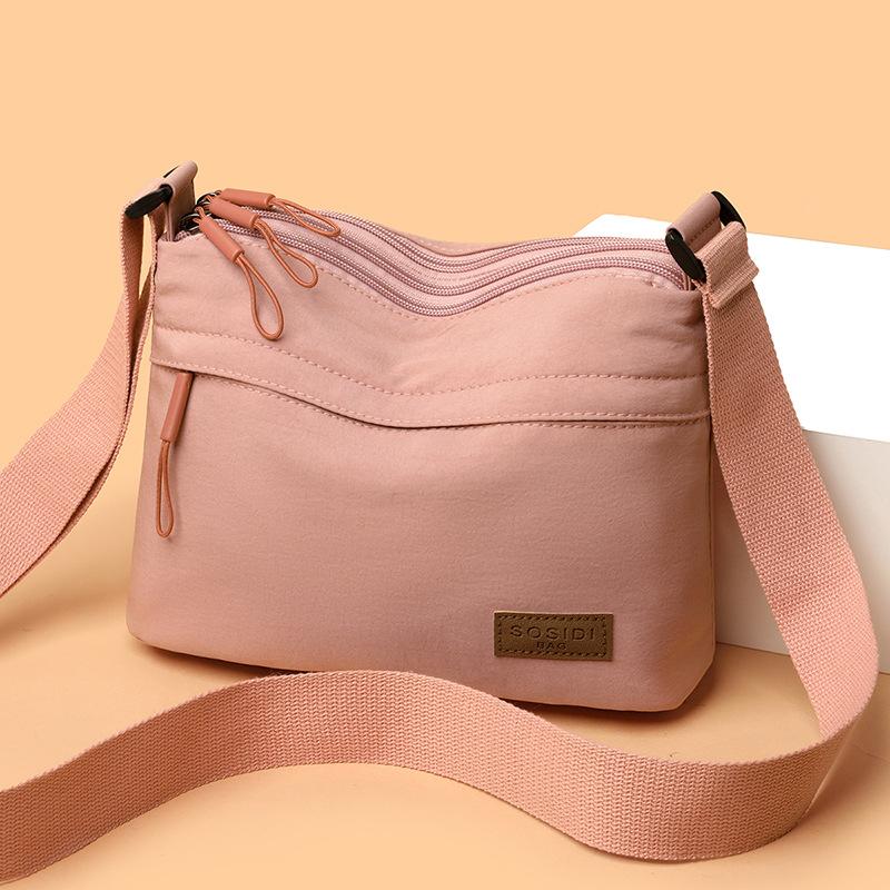 Borsa a tracolla singola, piccola, quadrata, da donna, casual, impermeabile, multistrato, leggera, in nylon, grande capacità
