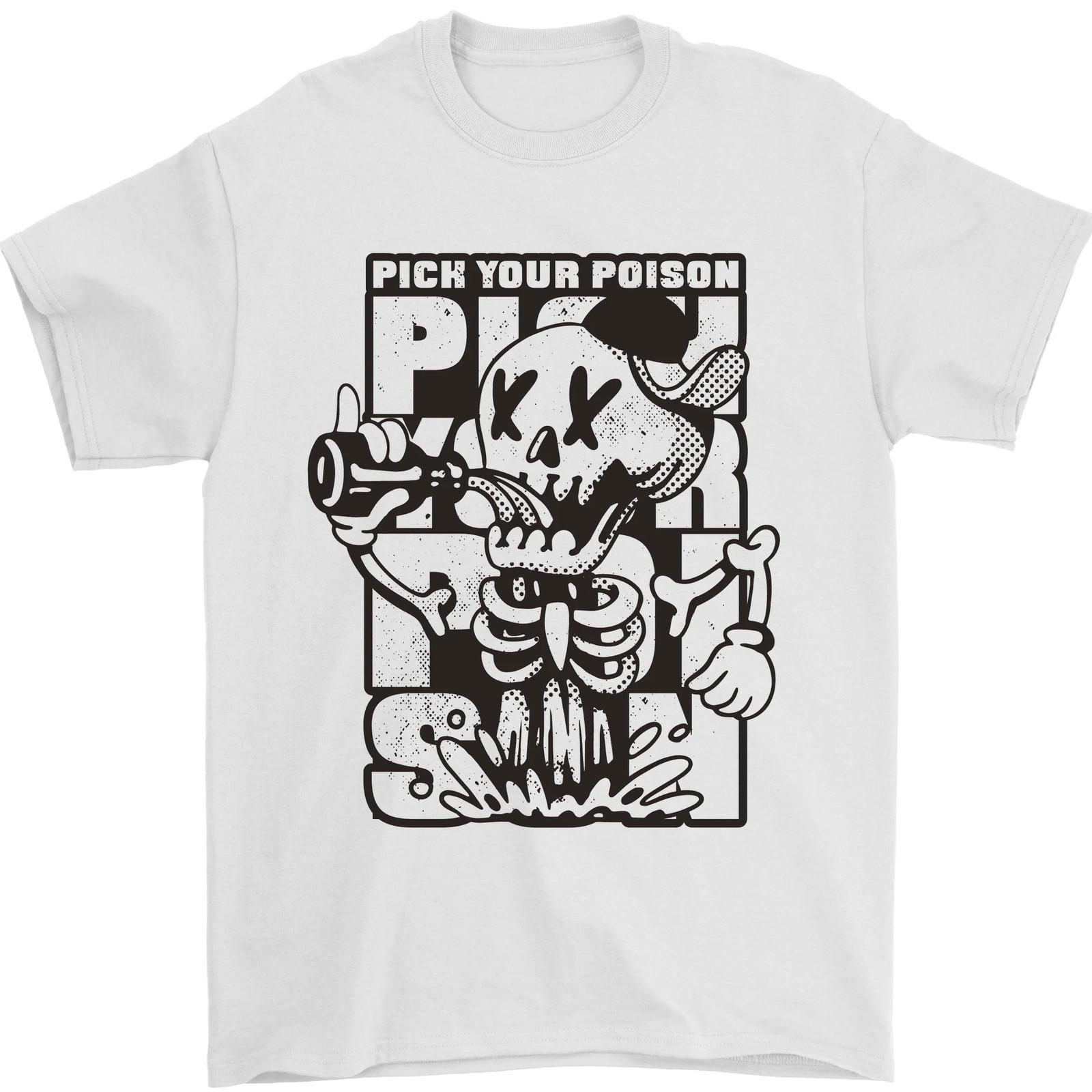 Pick Your Poison Beer Alcohol Skeleton Skull Mens T-Shirt 100% Cotton S разноцветный