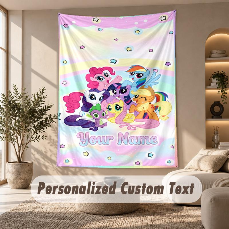My Little Pony Tapestry, Personalized Custom Text, Wall Hanging Tapestry For Living Room Home Wall Decor