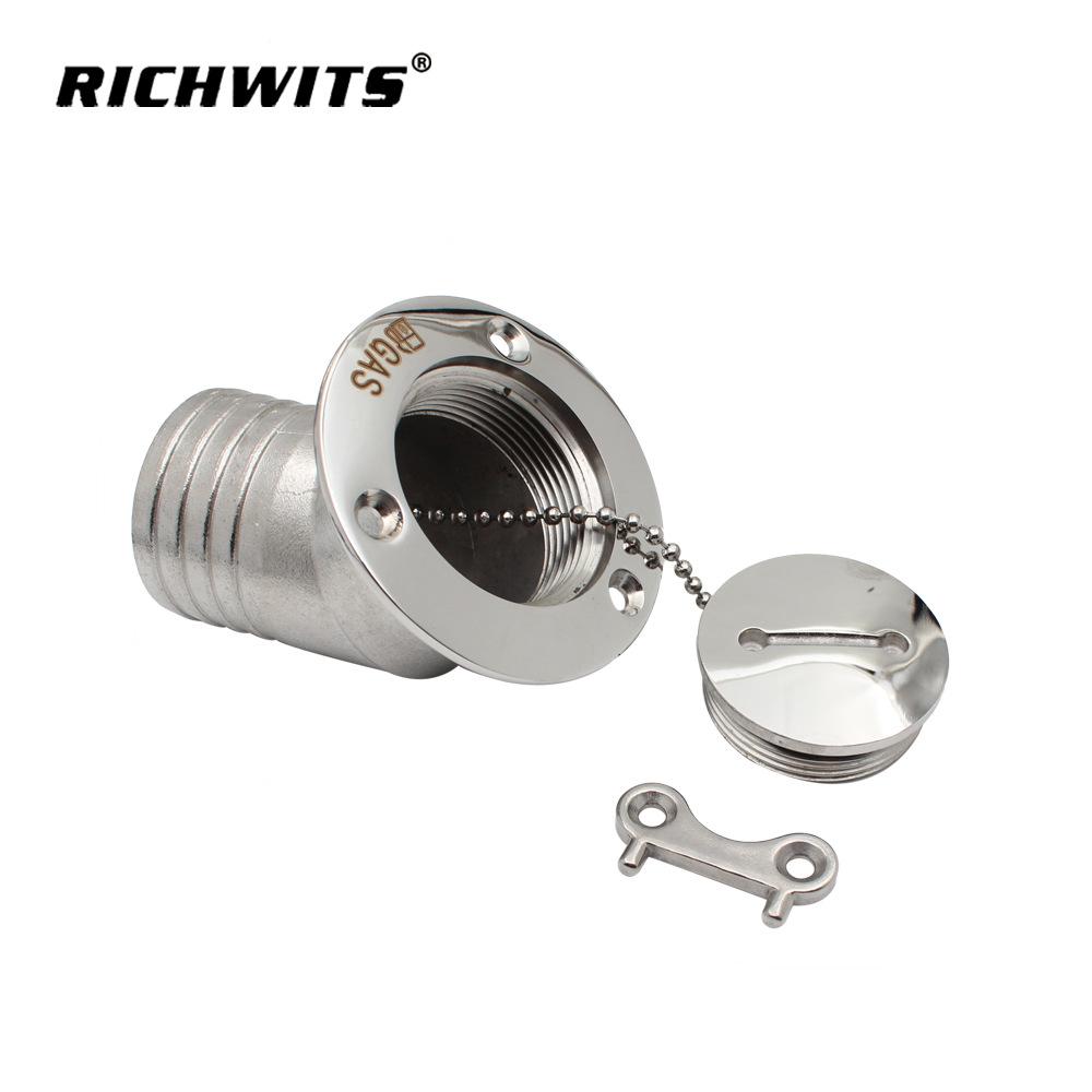 RICHWITS Stainless Steel 316 45° Fuel Filler Cap for RV, Yacht, or Water Tank