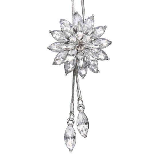 Dammode Rhinestone Snowflake hängsmycke lång kedja tröja halsband present