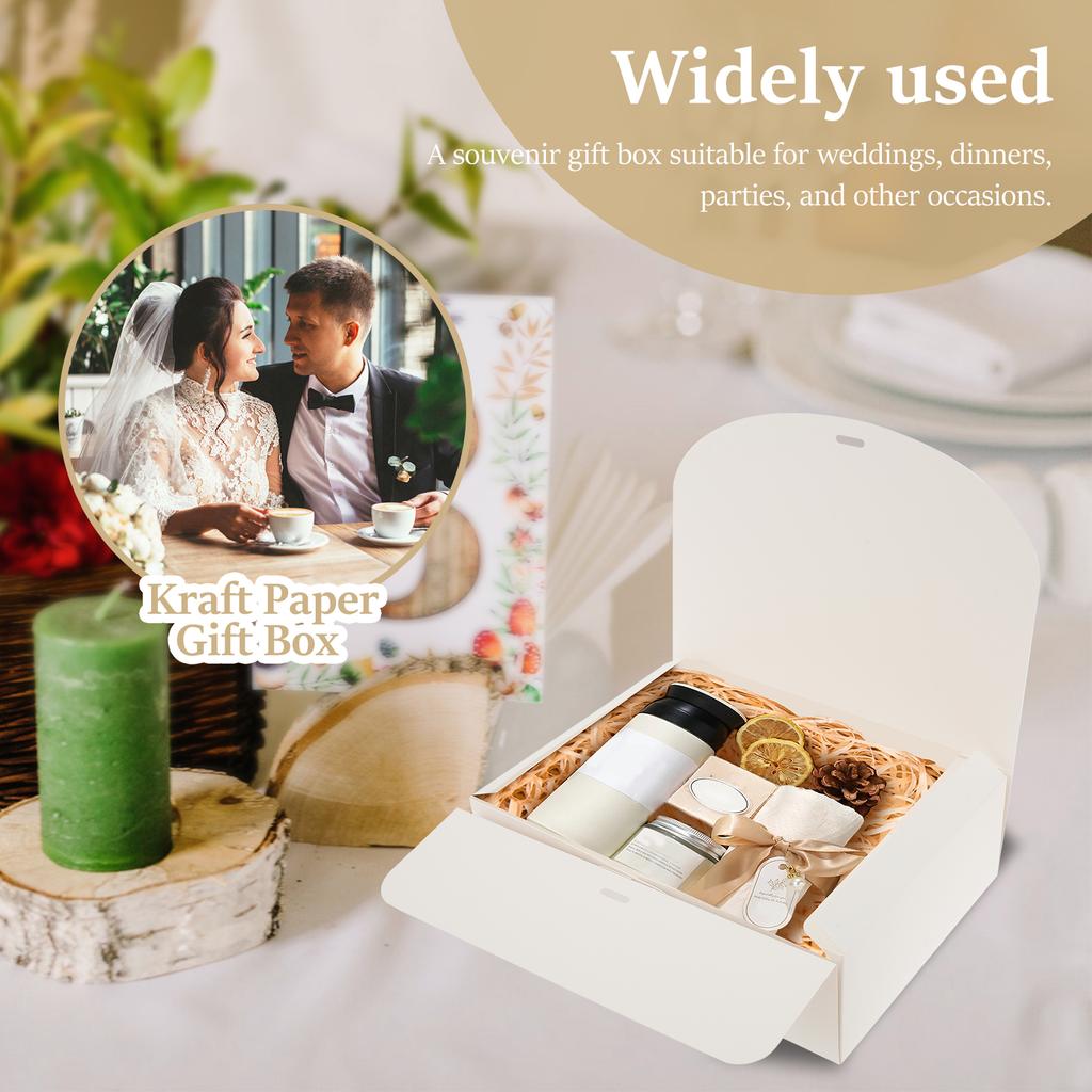 10Pcs Gift Boxes with Lids Ribbon Kraft Paper Gift Box Paper Present Box Cupcake Wedding Packaging Birthday Decor Christmas Gift