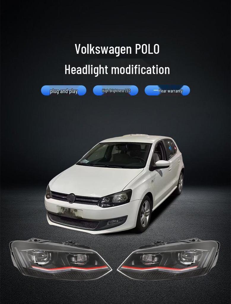11-18 VW Polo Headlight Assembly: Dual Projector, Flowing Turn Signal, Daytime Running Lights