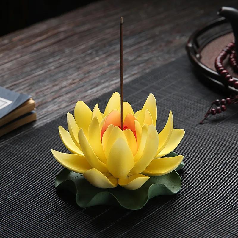 Y Ceramic Handicraft Stick Incense Burners Simulation Lotus Incense Holder Ornaments Zen Aromatherapy Tea Office Spiritual Decor