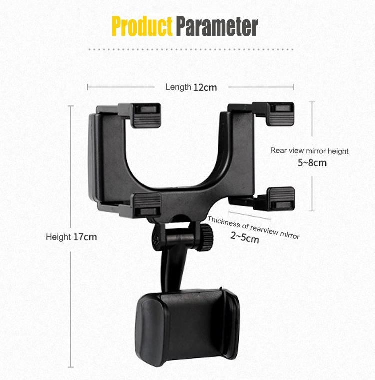 

New Car Rearview Mirror Mount Car Phone Bracket Navigation GPS Stand Foldable Adjustment Phone Holder Car Car Accessories чёрный