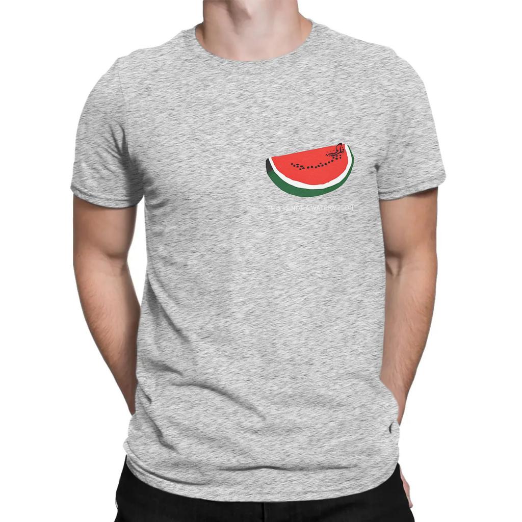 Watermelons Palestined Men's T Shirt Vintage Tees Short Sleeve Round Neck T-Shirt 100% Cotton Gift Idea Tops
