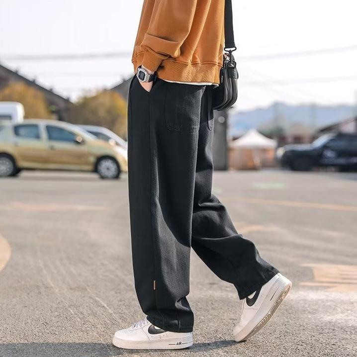Men's casual pants straight loose overalls spring and autumn men's solid color popular trendy brand sports casual pants