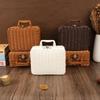 Vintage PP Rattan Woven Storage Box with Lid, Portable Travel Case, Perfect for Wedding Gifts and Holiday Packaging