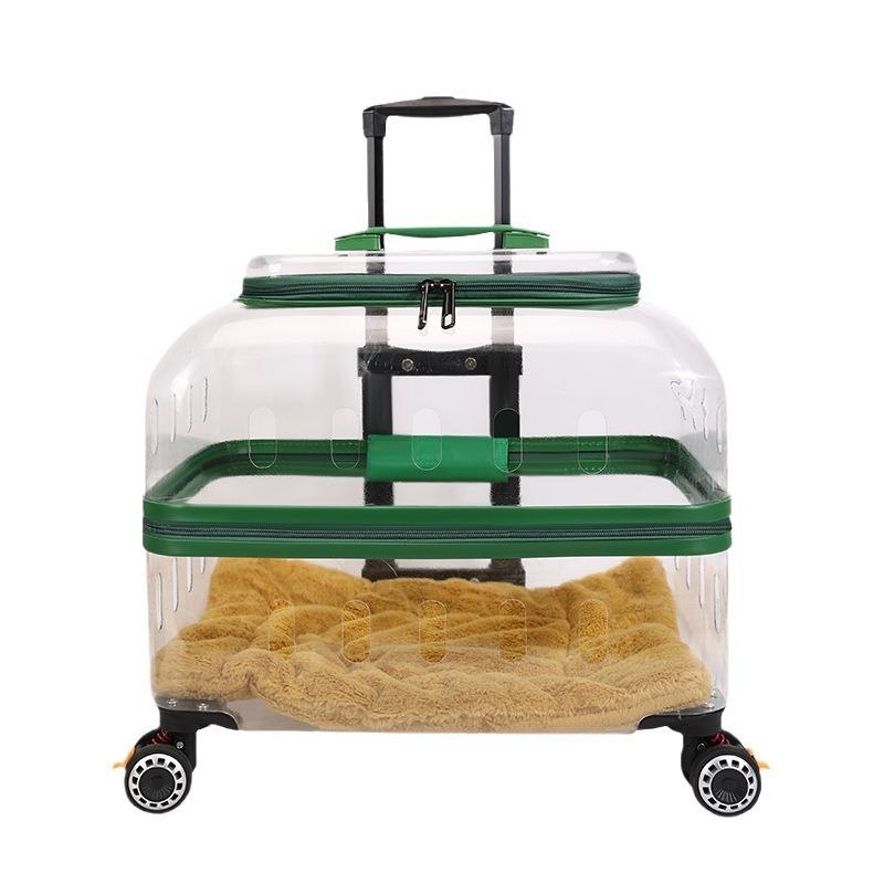 Dog Cat Transparent Bubble Carrier Airline Approved Hard Shell Portable Rolling Luggage Travel Case Dog Stroller Dog Car