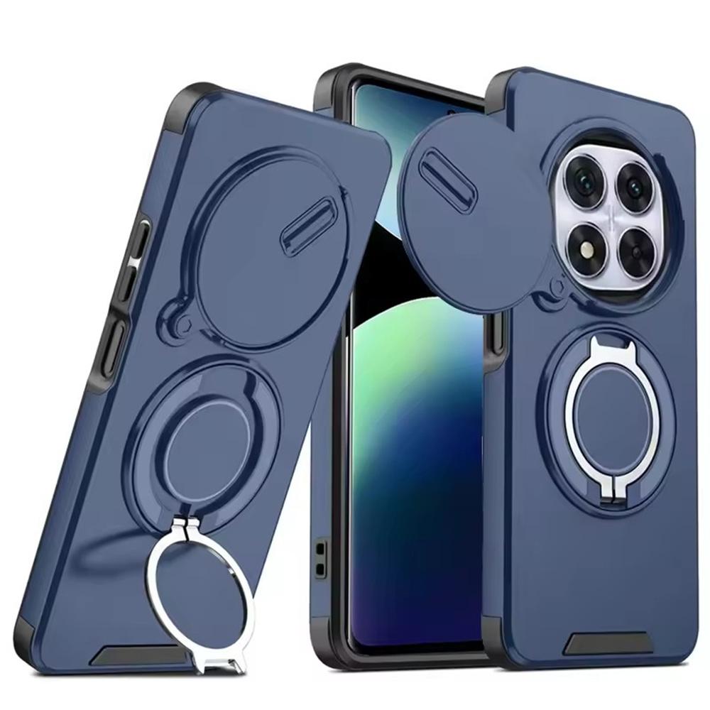 Matte Armor Ring Holder Phone Cases For Xiaomi Redmi Note 14 13 Pro Plus 14C 13 4G 5G Magnetic Slide Camera Protect Cover Fundas