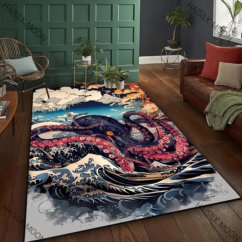 17 Styles Art Style Octopus Printed Carpet Living Room Bedroom Sofa Large Area Decorative Mat Kids Play Soft Non-slip Rugs Gift