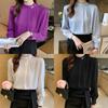 Satin Shirt Women Long Sleeve Pearl Embellished Elegant Office Wear For Spring 2026