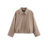 Women's Tweed Lapel Jacket: 2025 Spring/Autumn Fashion with Waist-Cinching Pleats and Zipper.