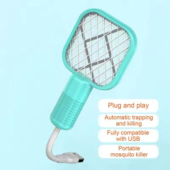 Mini USB Electric Fly Swatter 3000V Portable Travel Lightweight Indoor Outdoor Gnats Trap UV Lamp Automatic Fly Zapper Racket
