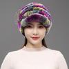Fur Hat for Women Winter Rex Rabbit Fur Middle-aged and Elderly Ladies Mothers and Grandmothers Fashionable and Warm Knight Cap