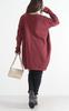 Gold Japan Plus Size Cocoon Long Sleeve Women's Fleece-Lined Tunic, (6L, Wine)