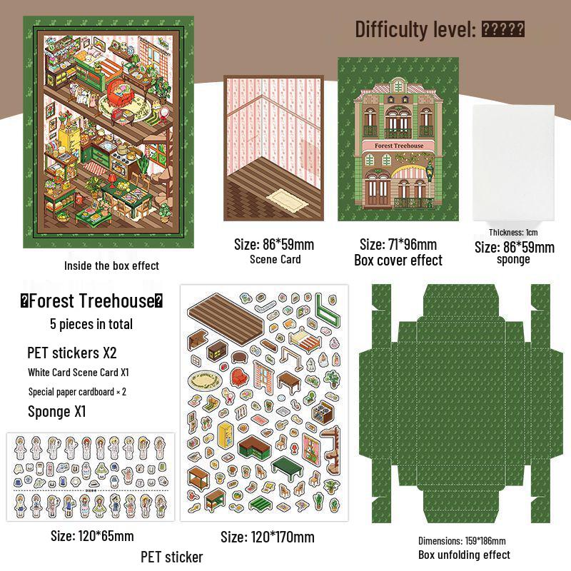 Infeel.Me My Little House 3D Scenery Stickers - Miniature Two-Layer Quiet Book Series
