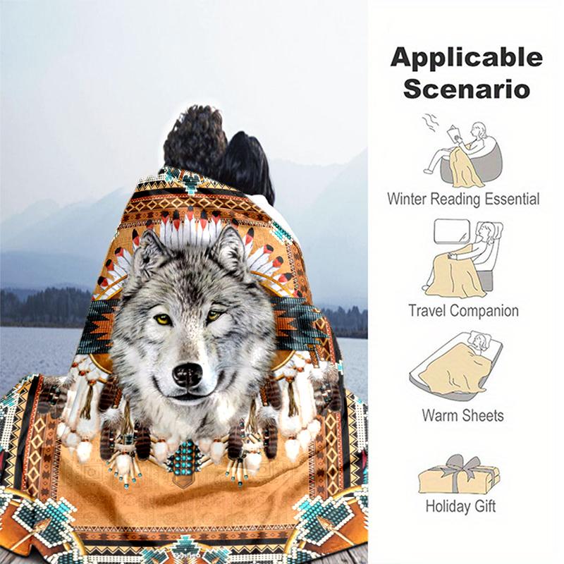 1PC Wolf Elements printed blanket, all season lightweight home office outdoor nap multifunctional blanket A8