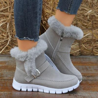 Winter Snow Shoes Solid Color Short Boots Plus Size Cashmere Warm Cotton Shoes