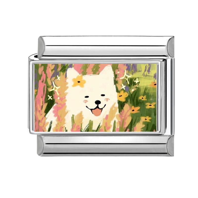 Y2K Cartoon Cat Dog Flower Love Rabbit Guitar Italian Charm Links Fit 9mm Stainless Steel Bracelet Women Men DIY Making Gift