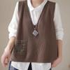 Vest for Women Cotton Summer Lace-Up Pocket Tops Knitted Sweater Vest Oversize Casual V-neck Vest