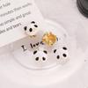 Korean Style 3D Panda Clip-On Earrings with Soft Pads - Cute, No Piercing, Simple and Fresh Design for Women