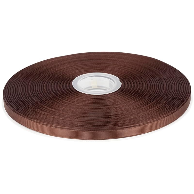

[Tekdeere]Width 9mm solid brown grosgrain ribbon, perfect for gift wrapping, sewing, hair accessories, wedding decorations - 91m/roll