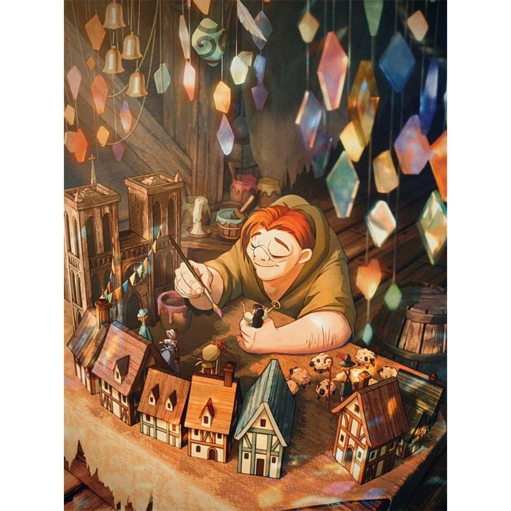 

Disney Diamond Painting Complete Set The Hunchback of Notre Dame Quasimodos Cure Illustrations 5D Diamond Painting Cross Stitch Mosaic Home Decor Round 20x30cm
