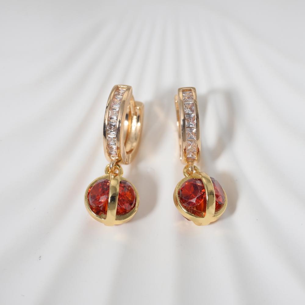 1 Pair Fashion Round Dangle Earrings for Women Zirconia Earring Jewelry Wedding Party Accessories