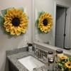 Sunflower Wreath Front Door Decor Cloth Fabric Wall Hanging Decoration Sunflower Thanksgiving Day 2024 Household Craft Ornaments