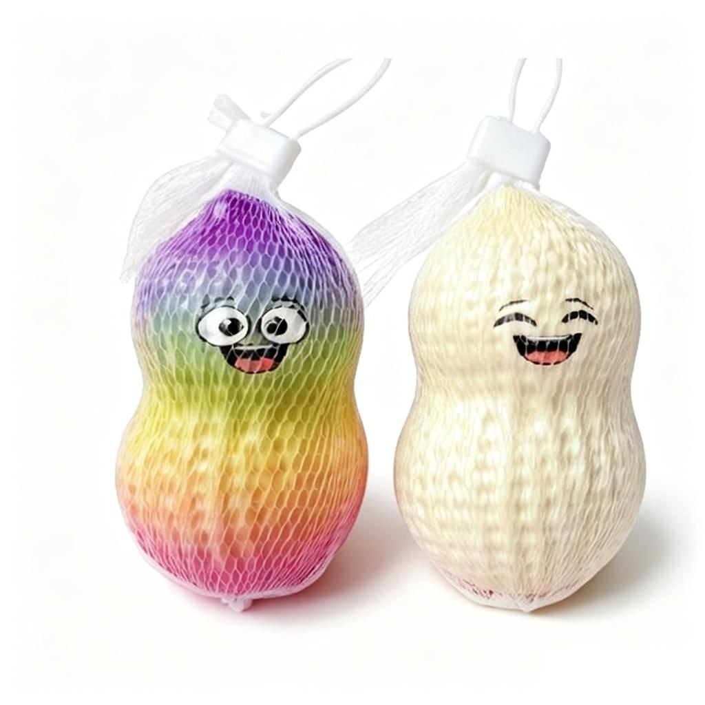Peanut Shaped Stress Relief Toy Mesh Wrapped Squeeze Fidget for Office Classroom Home Decor Fun Gift for Adults Kids