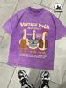 Vintage Duck Need Coffee Printing Snow Wash Men TShirt Summer Fashion Tops Casual Cotton Soft Washed Tee Unisex Clothing