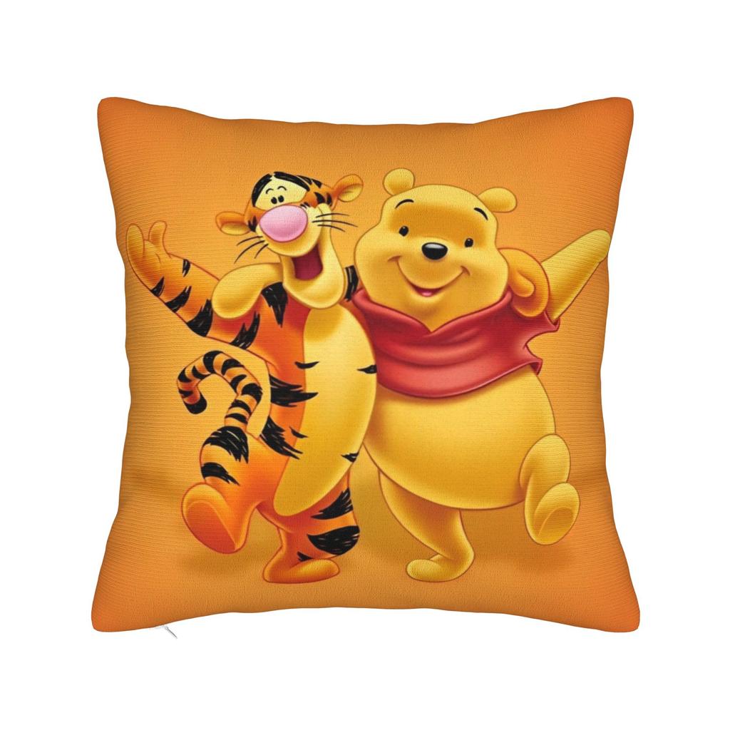 Winnie The Pooh And Tigger Square Pillow Cases Cute Bee Cushion Cover Customized Zipper Decor Pillowcase for Home