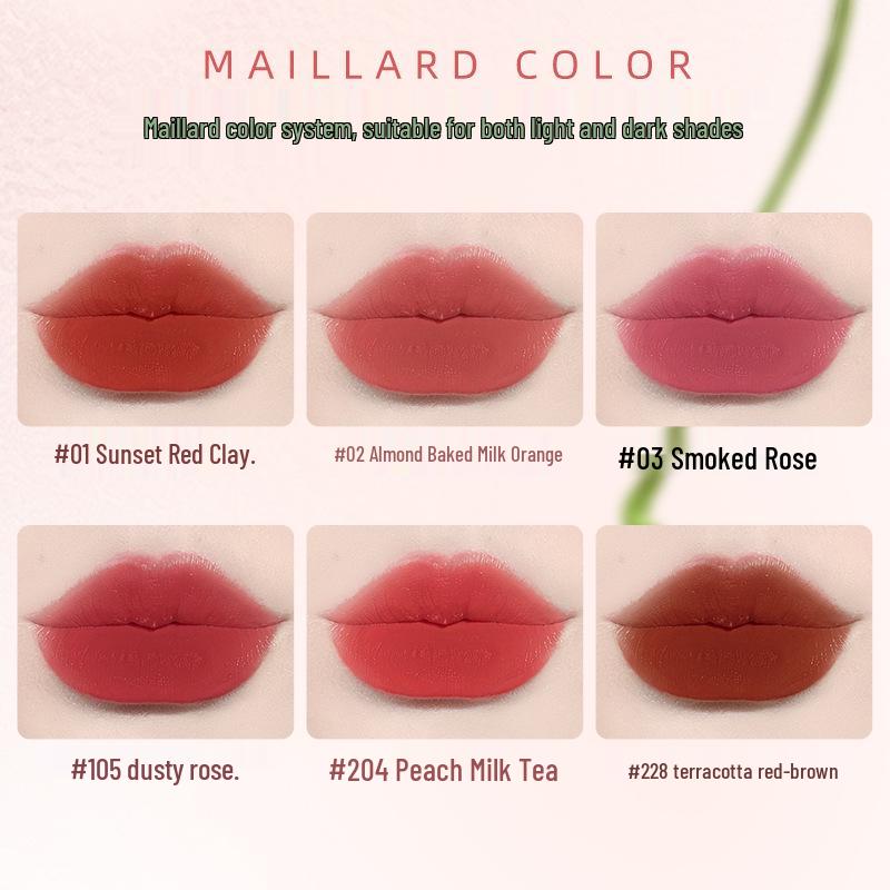 Novo Soft Powder Mist Marshmallow Lip Cream: Light, smooth texture with subtle color payoff, enhances skin brightness, and perfect for students.