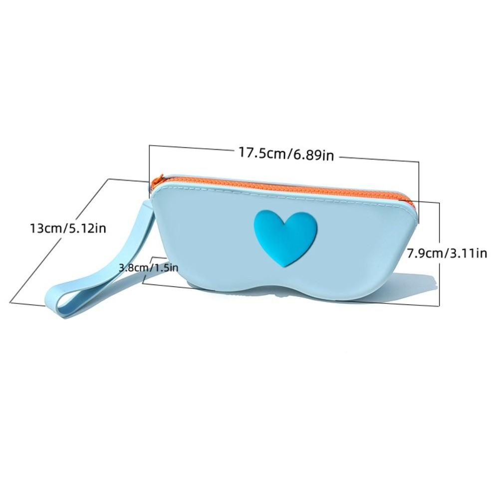Love Heart Silicone Glasses Bag with Lanyard Dustproof Sunglasses Storage Bag Waterproof Multifunctional Glasses Box